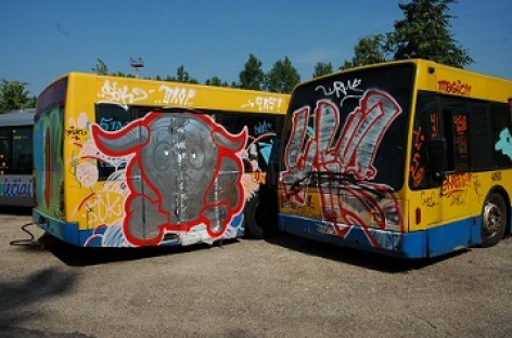 Grafiti kūriniai – ant autobusų