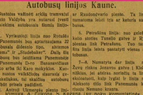 Kokiais maršrutais autobusai važinėjo Kaune 1929-aisiais?