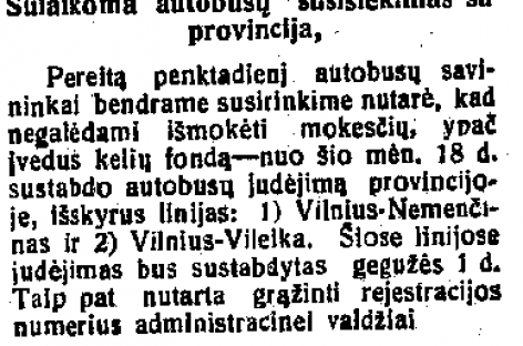 Prieš 90 metų sustabdytas autobusų susisiekimas tarp Vilniaus ir provincijos