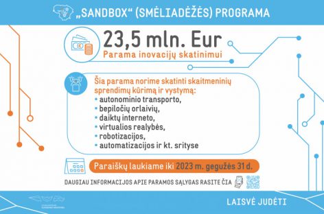 Susisiekimo ministerija kviečia dalyvauti „Sandbox“ programoje: inovacijų įvairiose srityse skatinimui skiriama 23,5 mln. Eur parama