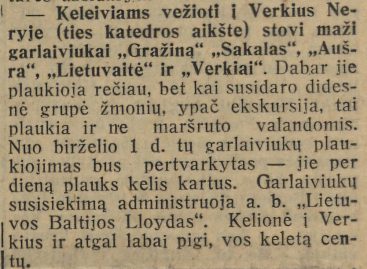 Garlaiviai plukdė keleivius į Verkius dar 1940-aisiais