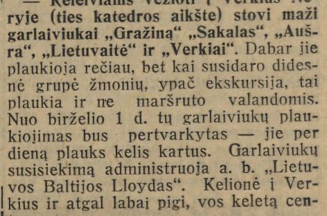 Garlaiviai plukdė keleivius į Verkius dar 1940-aisiais