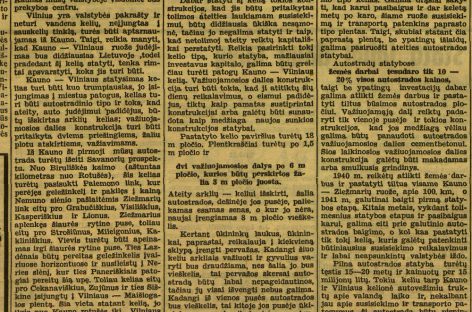 Apie greitkelio Vilnius-Kaunas projektą – tarpukario spaudoje