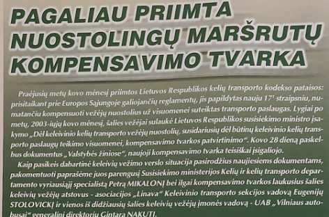 Nuostolingų maršrutų kompensavimo tvarka – prieš 22-ejus metus