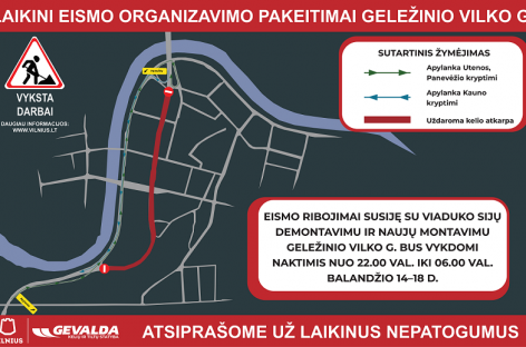 Dėl Liubarto tilto remonto naktimis (22:00–06:00 val.) laikinai keisis eismo organizavimas ir autobusų maršrutai