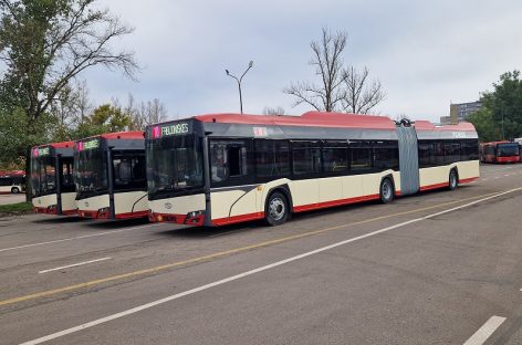 Naujieji troleibusai užfiksuoti autobusų parke Verkių gatvėje
